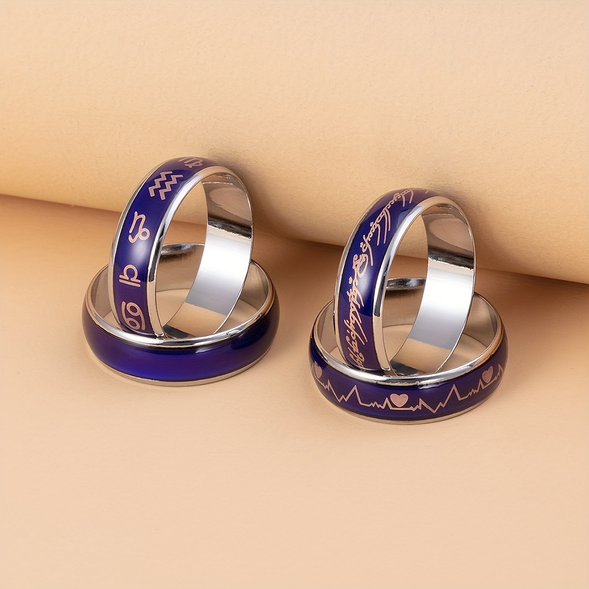 Unisex Body temperature Display Smart Health Ring Feeling Change Color For  Women Men Black Blue Rings
