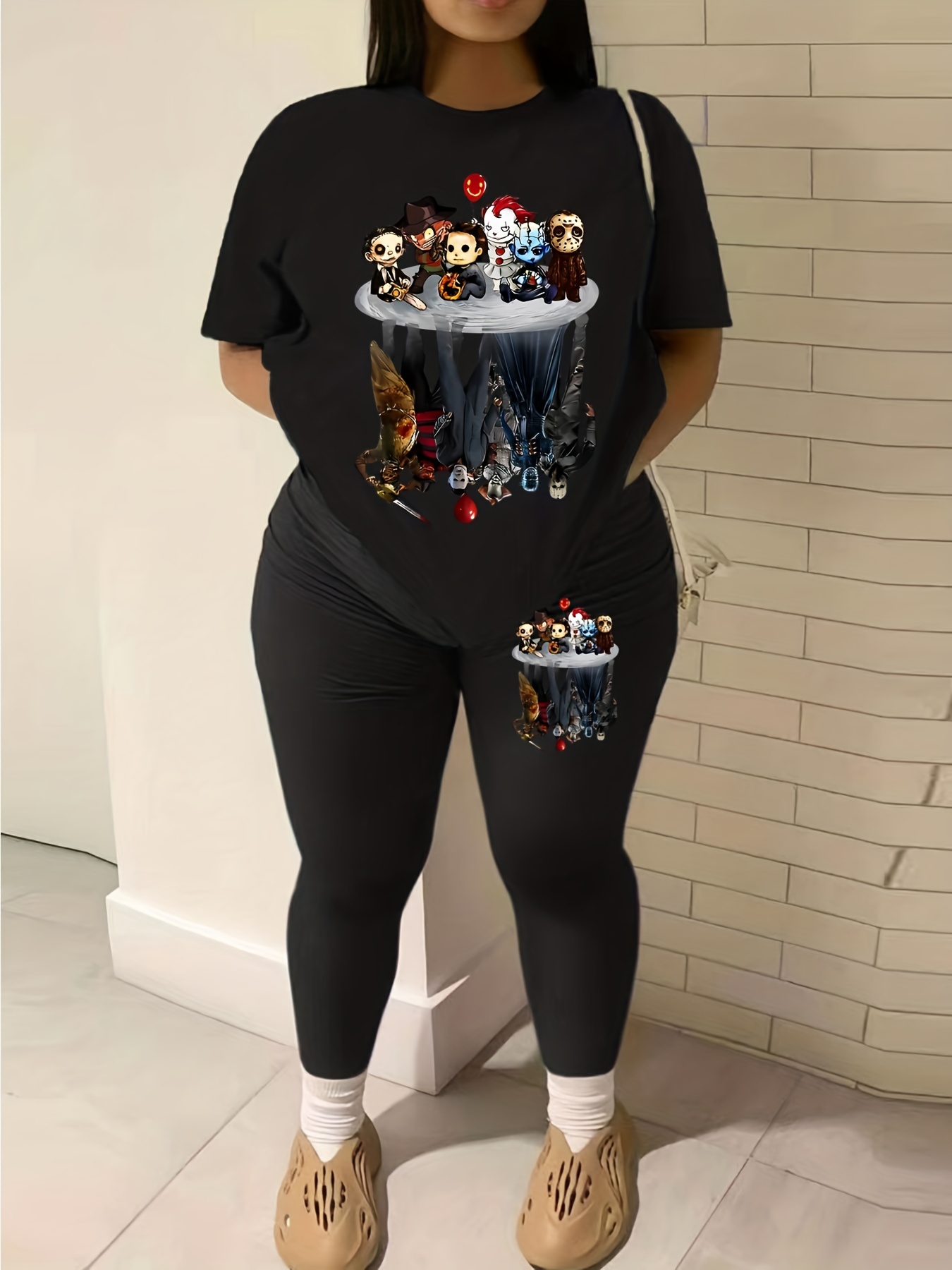 Plus Size Legging Sets| Plus Size Two Piece Outfits Regular Tee and  Leggings Matching Set