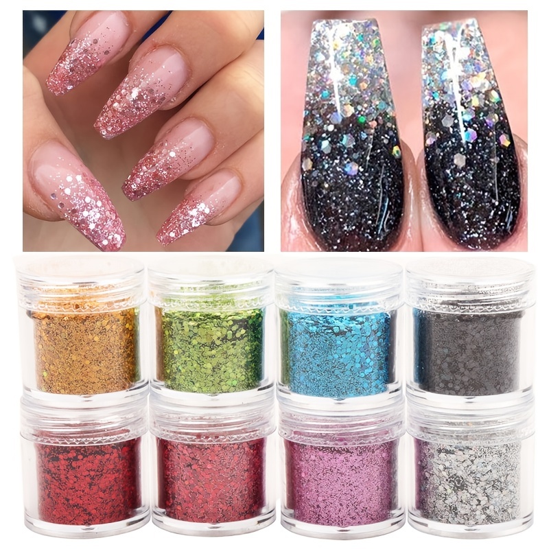 3-in-1 Big GLITTER CHUNKY HOLOGRAPHIC Nail Art Glitter 24 Colors 50g Chunky  Glitter for Nails,Cosmetic Glitter (glitter in Bag)