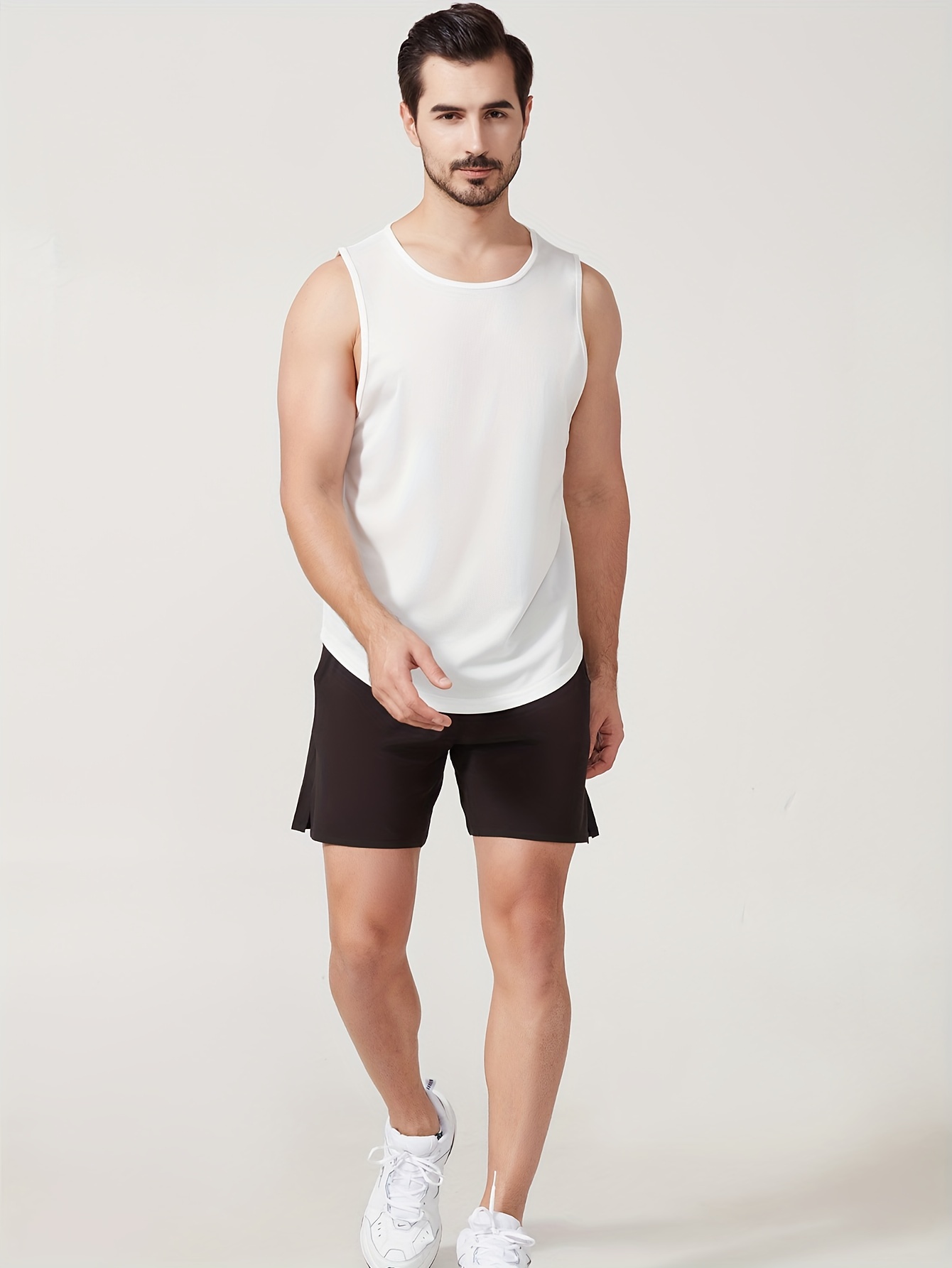 Men's Airism Cotton Sleeveless T-Shirt with Quick-Drying, White, Medium