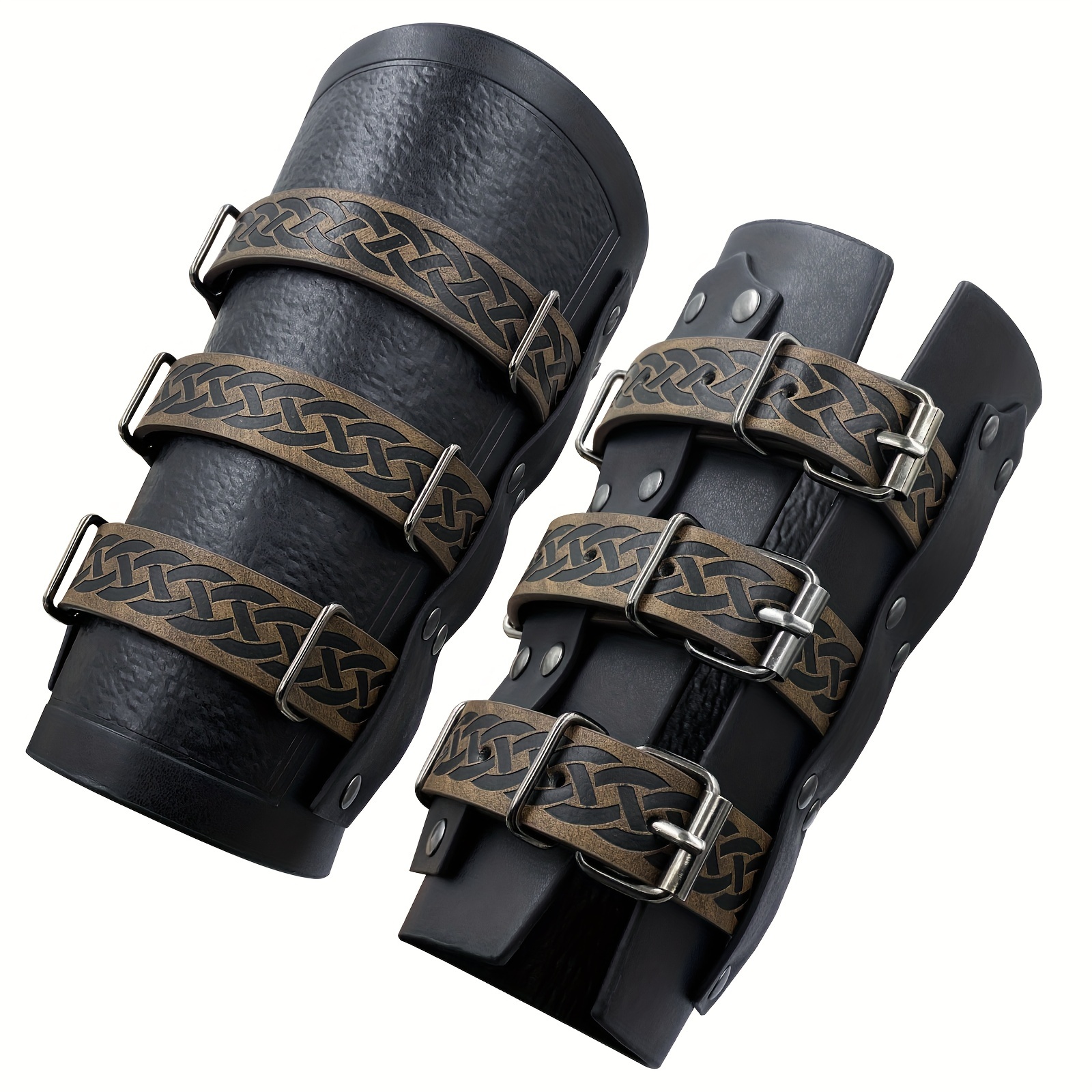 Renaissance Medieval Viking Buckle Style Arm Guards Embossed