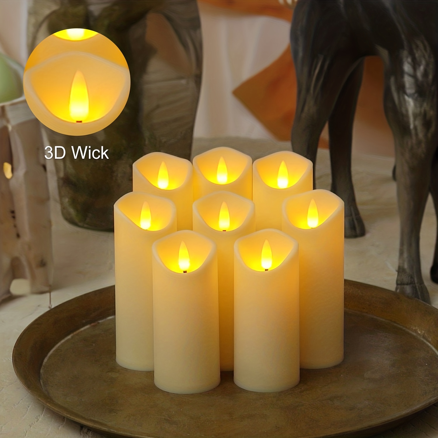 Battery Operated Led Pillar Candles With Timer And Remote, Flickering Led  Candles, Moving Flame, Ivory, For Home Decor, Christmas Temu South Korea