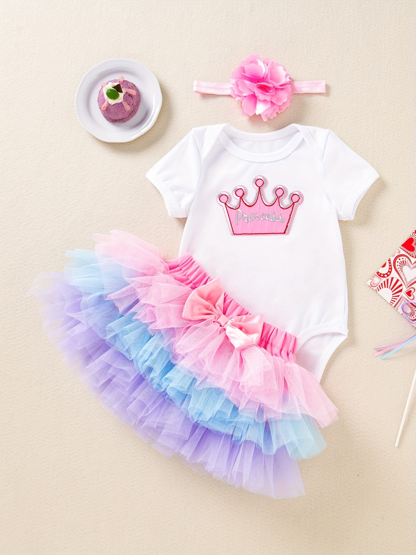 Auberllus Accessoires de photographie pour bébé fille - Tutu - Jupe tutu -  Bandeau - Rose - 0 à 3 mois, rose, 0 - 3 mois : : Mode
