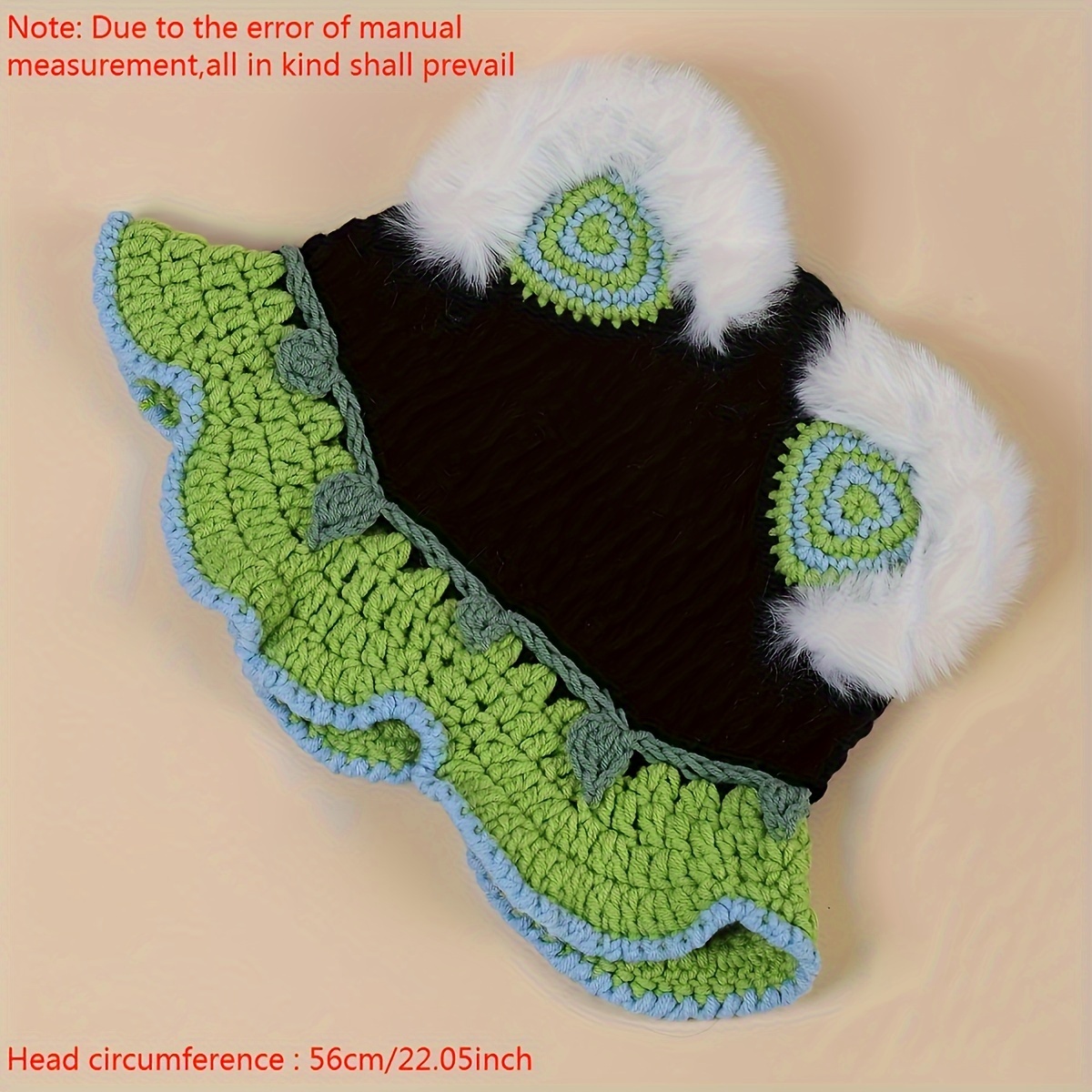 Cute Cat Ears Crochet Bucket Hat Trendy Furry Green - Temu