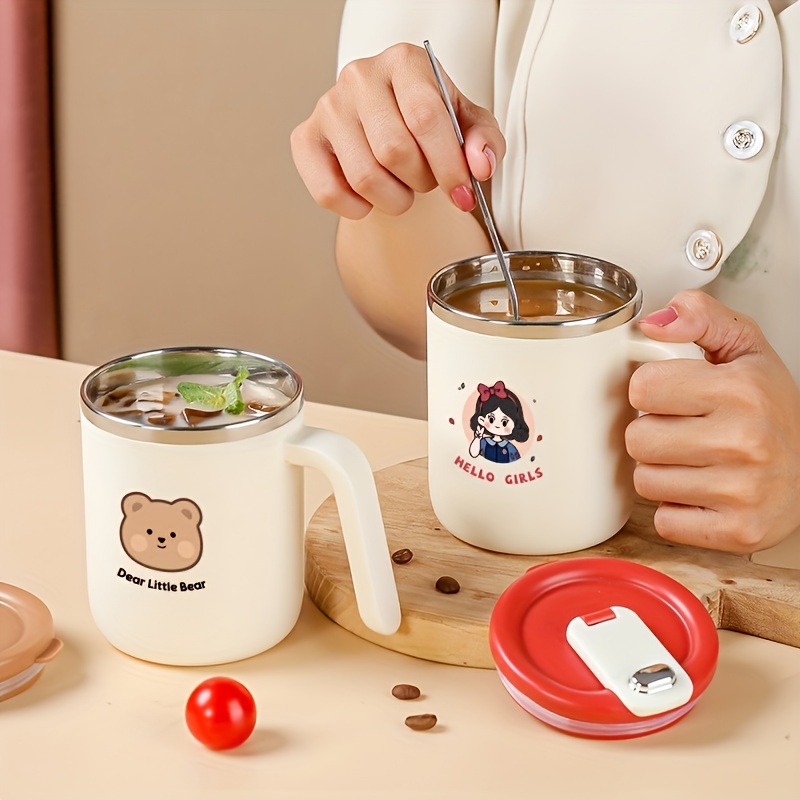 Panda Mug with Lid and Spoon 500 ml Cute Panda Mug for Coffee and Tea