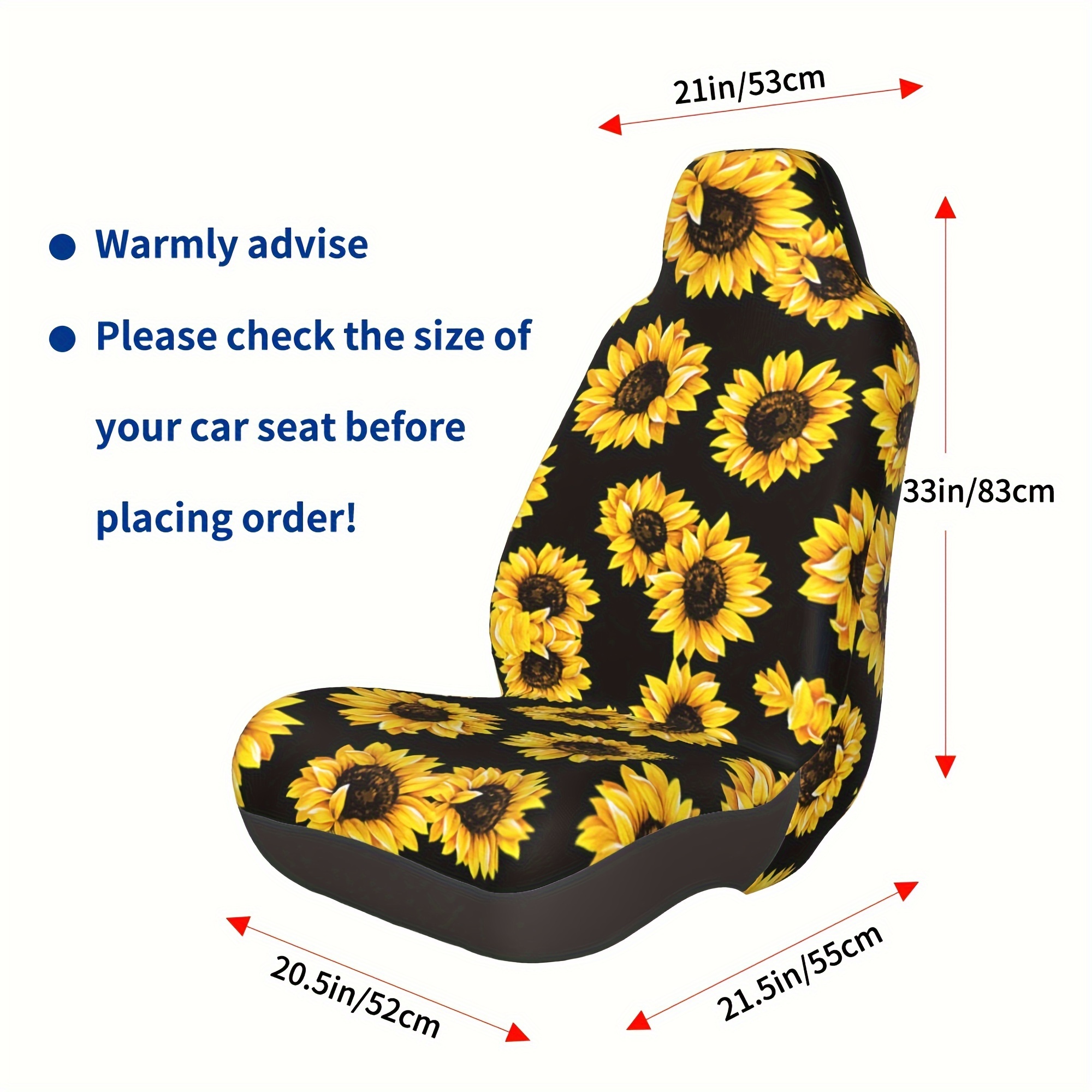 Sunflower Printed Car Seat Cover Front Seats Bucket Seat - Temu