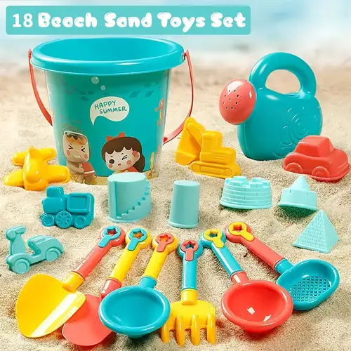 Jouets de plage en silicone Ensemble de 8 jouets de sable avec seau et  moules Jouets de bac à sable pour enfants, jouets de sable de voyage  mignons pour animaux de plage (