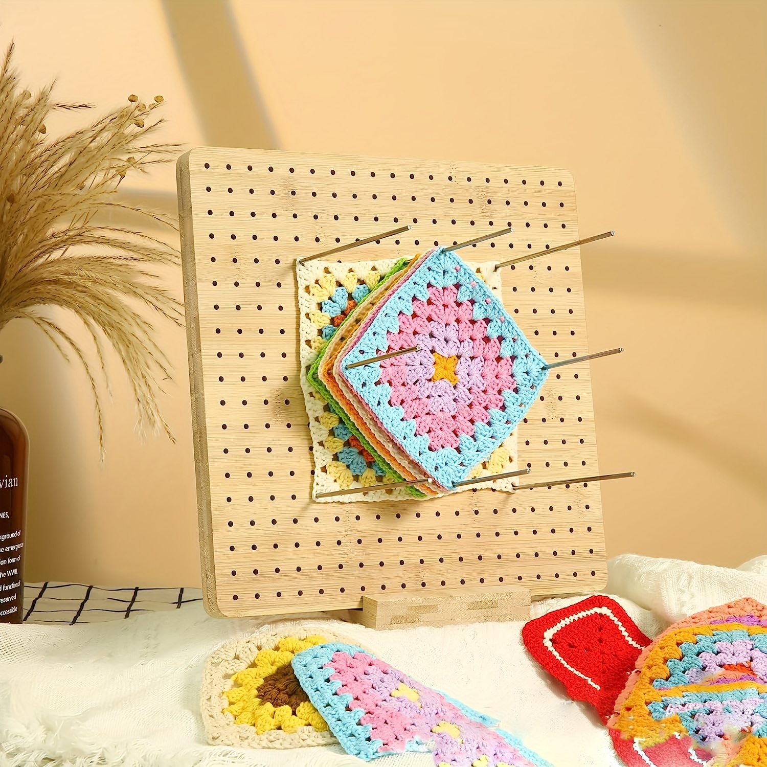 Wooden Crochet Blocking Project With 20 Iron Sticks And 1 - Temu