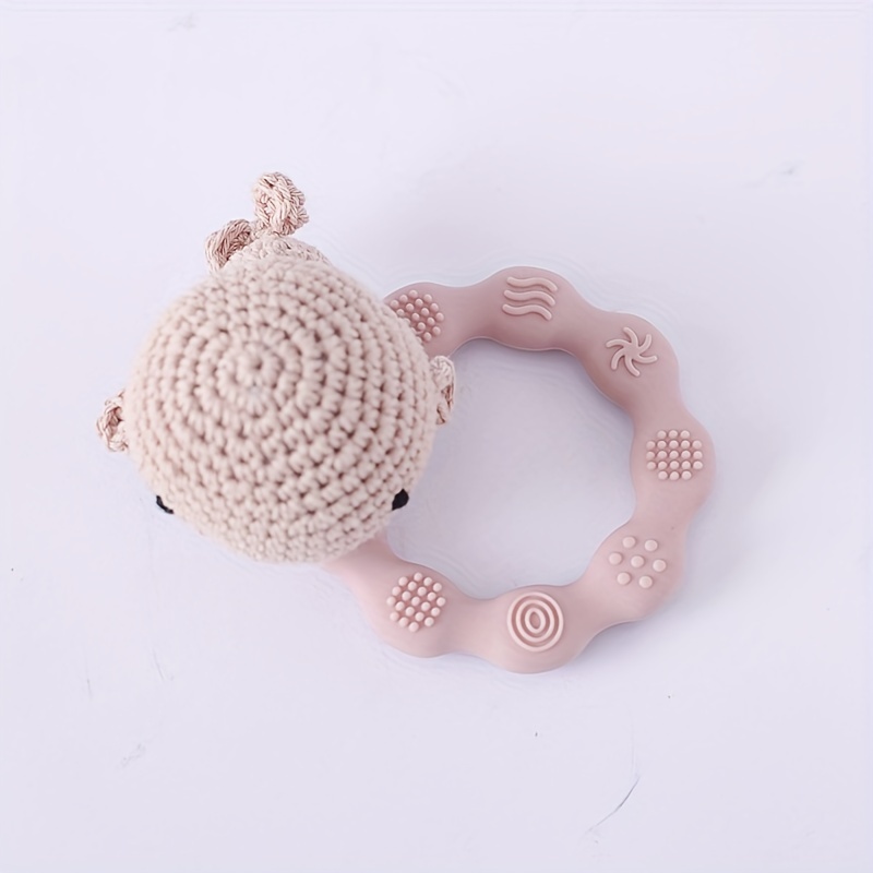   hand knitted sea creature rattle soft silicone mixed colors   youngsterss early learning play details 4