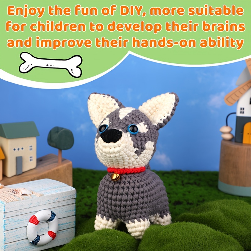 QUESISHA Crochet Kit for Beginners,Cute Dog&Cat Crochet Kit with  Picture&Text Instructions and Step-by-Step Video Tutorials for Complete  Beginners