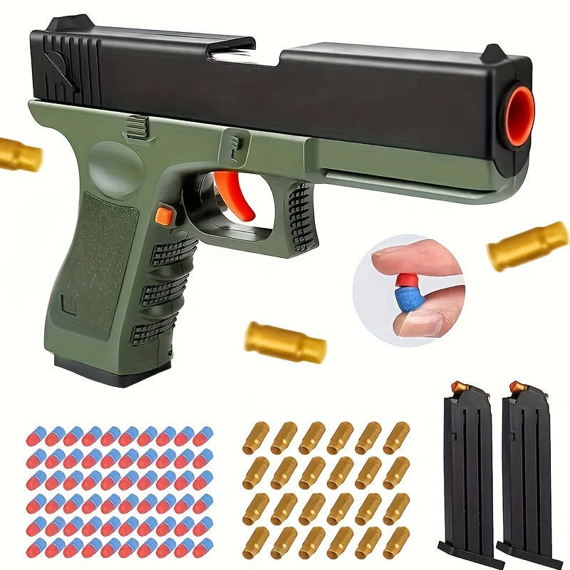 pistola de juguete de * suave con cartucho y acción de retroceso, onda de  choque de espuma de juguete, modelo de juguete educativo, para regalo de