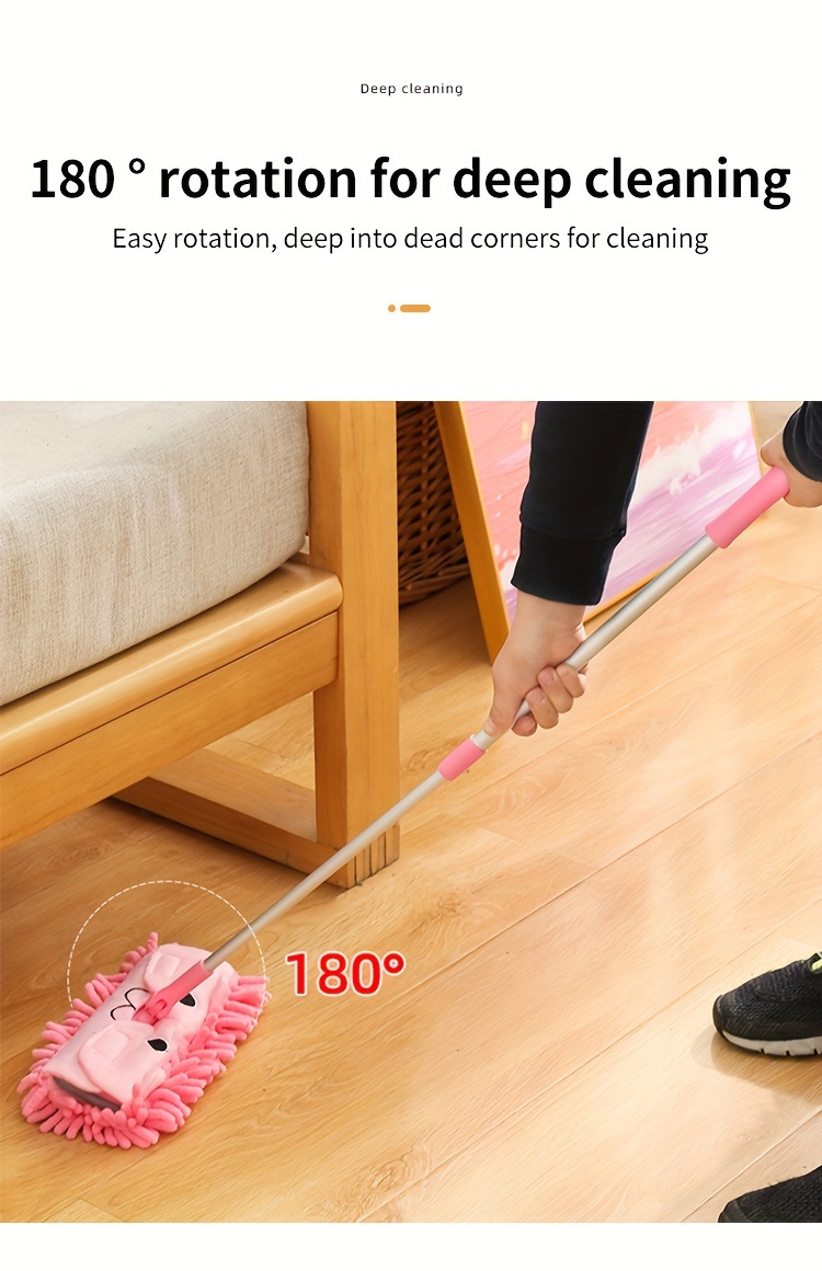 1pc cute cartoon mop small cleaning mop mini mop mop toys floor mopping toys portable mop wet and dry use for   cleaning supplies cleaning tool back to school supplies details 4