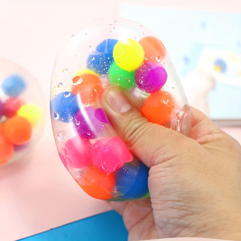 Squeeze Ball Toy, balles anti-stress spongieuses avec perles colorées,  jouet sensoriel pour soulager le stress, l'anxiété, outil d'exercice à la  main pour enfants adultes (lisse)