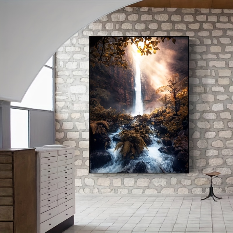 3 Pezzi Stampe Tela D'arte Quadri Tela Paesaggio Cascata - Temu Italy