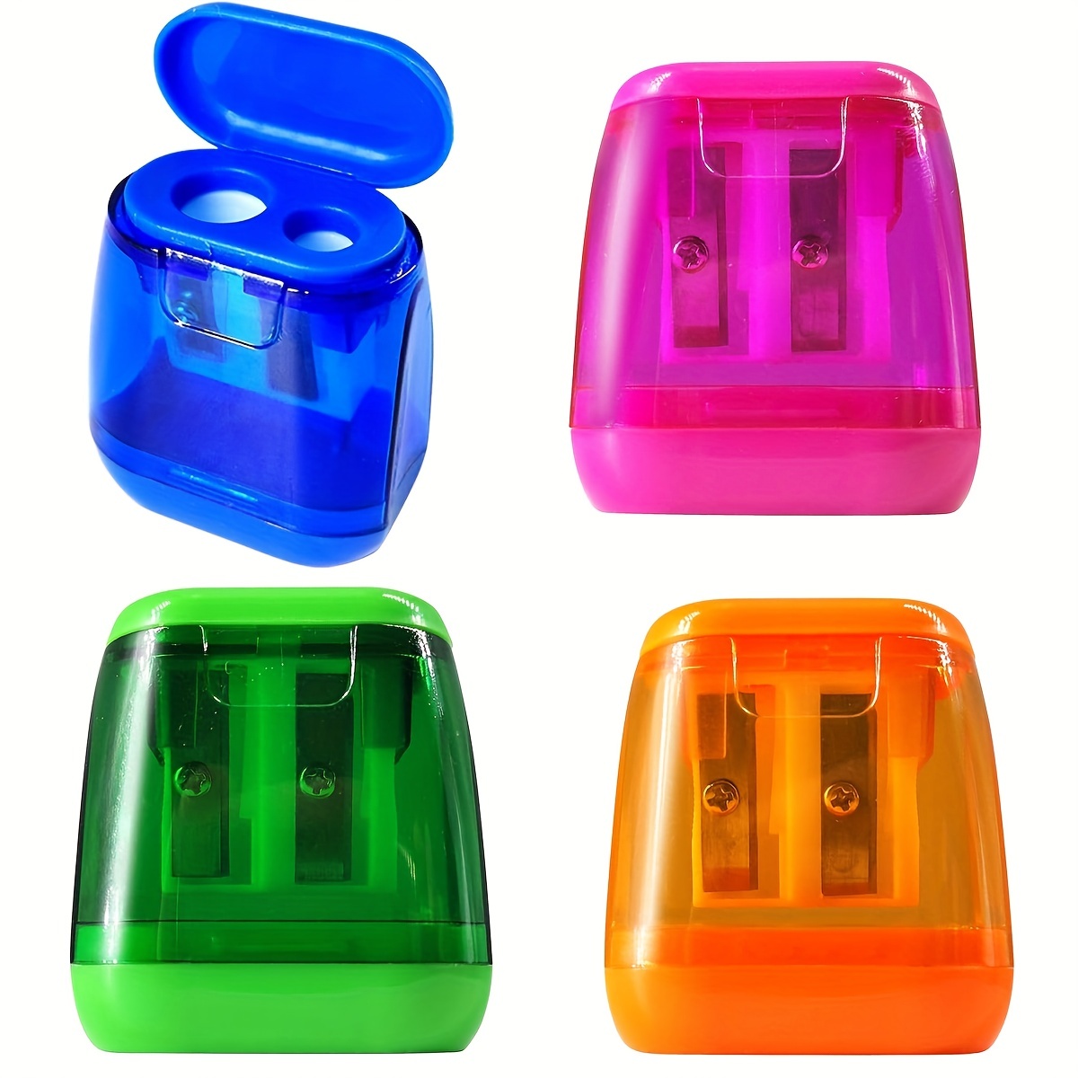 Pencil Sharpeners Small Manual Double Hole Pencil With Lid - Temu