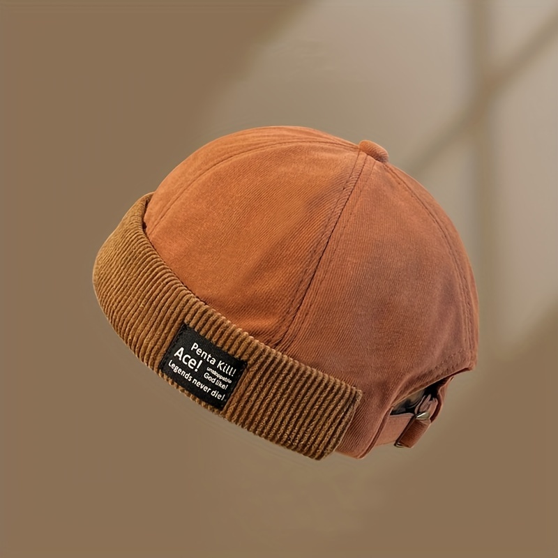 Classic Corduroy Docker Hat Vintage Solid Color Skull - Temu