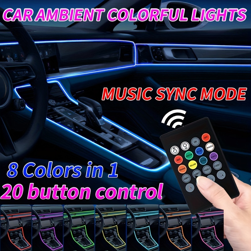 Fantasy APP Car Atmosphere Light Cold Light Fiber Optic LED Modification  Light Door Seam Light APP Voice Control Music Atmosphere Light