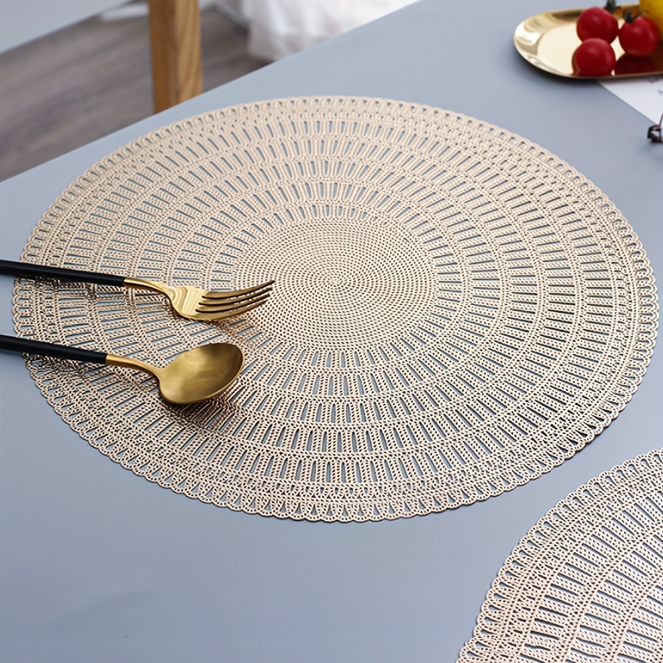 Round Placemats Plastic Mats Single Rose Flower Pvc Plastic - Temu