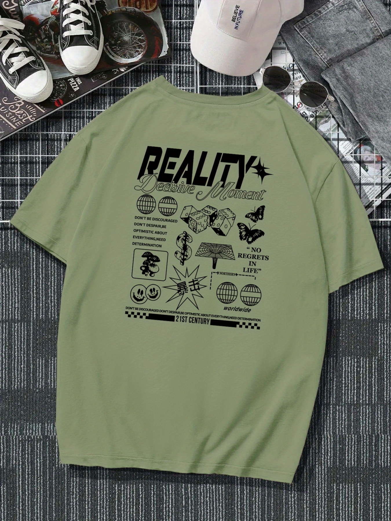 Plus Size Reality Men's Casual Trendy Graphic Print - Temu