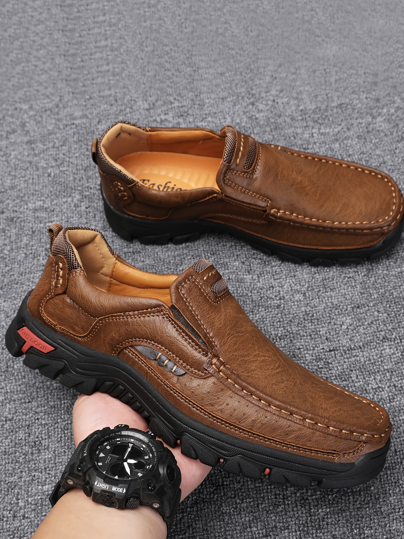 Mens Fashion Stitching Loafers Anti Skid Wear Resistant Slip On Shoes ...