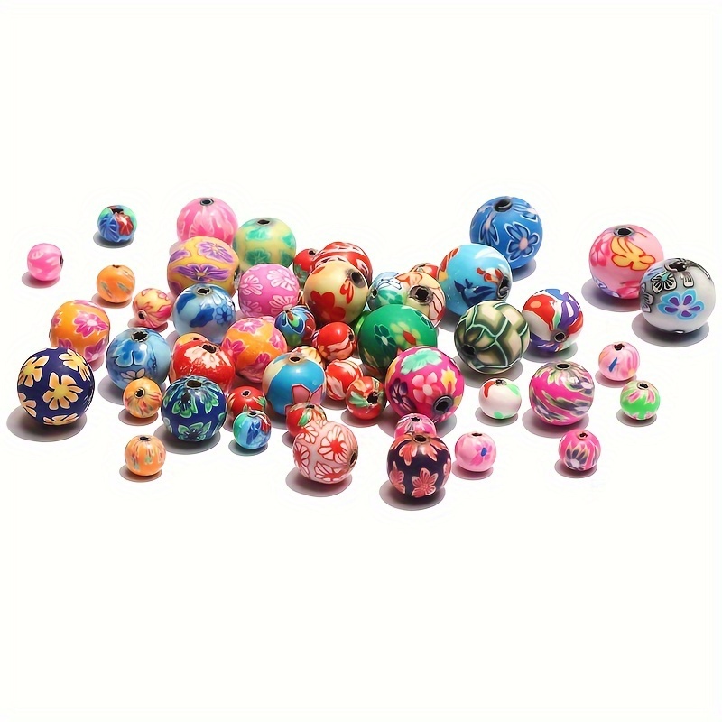 Image of /50/100pcs6/8/10/12mm Flower Pattern Round Soft Clay Beads Loose Spacer Jewelry Making Diy Handmade Bracelet Necklace Accessories