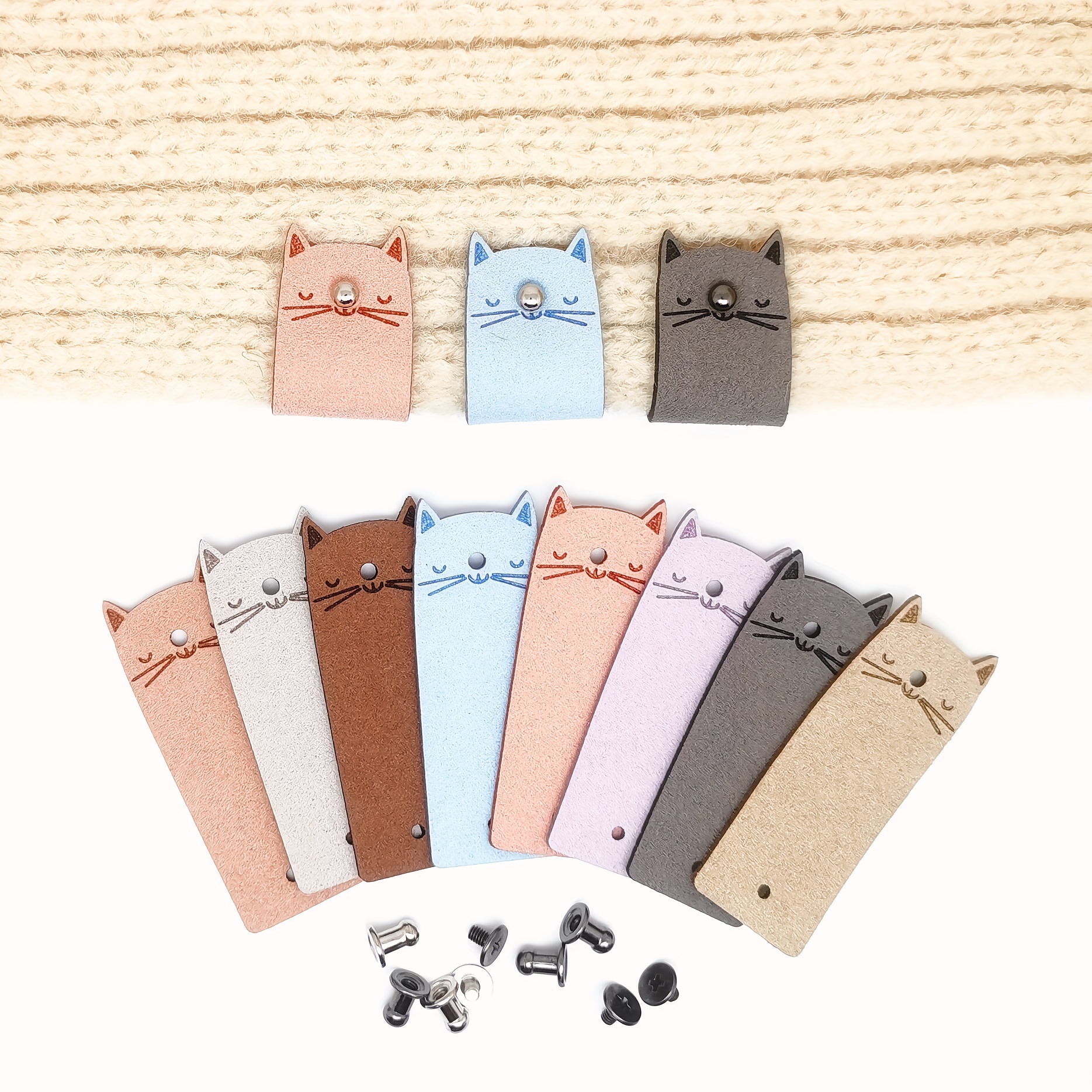 

16pcs Handmade Cute Kitten Labels Clothes Labels Handmade Pu Leather Labels Diy Hat Bag Sewing Labels Clothing Accessories