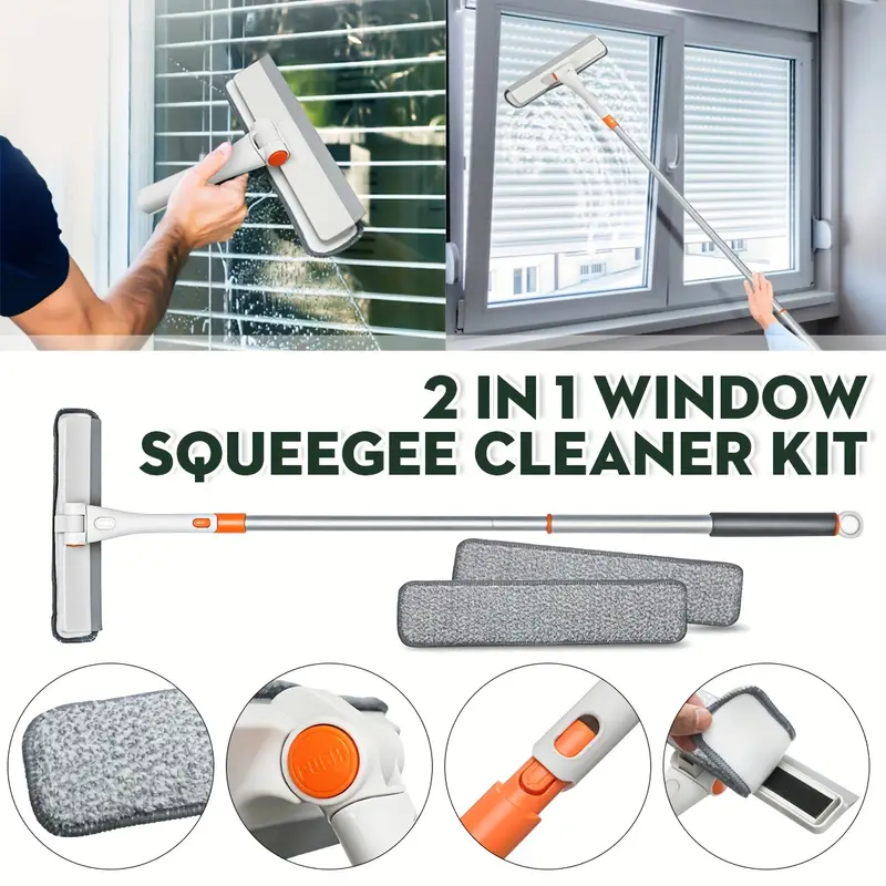 Window Washer 2 In 1 Squeegee For Window Cleaning Telescopic