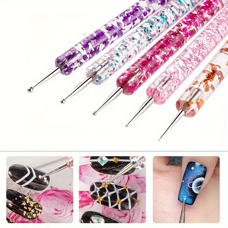 5 Pcs Double-ended Rhinestone Picker Pen, Nail Art Wax Pen For Rhinestones  Pick Up, Dotting Tool For Nail Art DIY Decoration