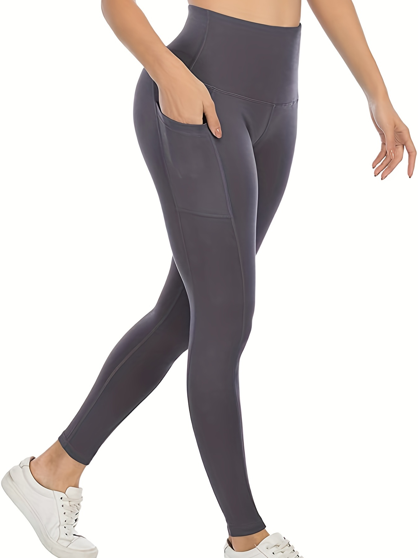 Solid Wide Waistband Sports Leggings