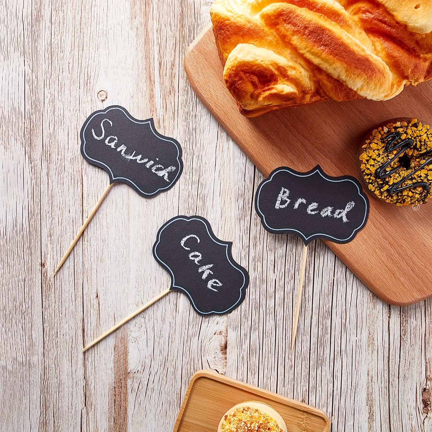 24 Pcs Label Insert Wood Dinner Party Buffet Food Signs Cheese Markers