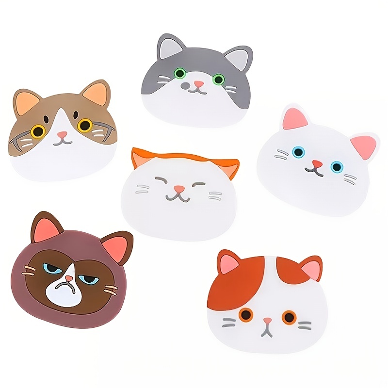 Cute Cat Silicone Coaster Kawaii Animal Shaped Insulated - Temu