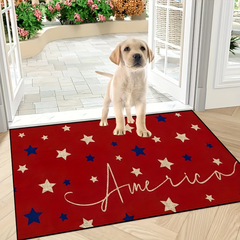 

1pc Scattered Stars Motif Door Mat, Creative Themed Carpet, Washable Area Rug, For Bedroom Accessories Room Decor Photo Prop Gift Outdoor Decor National Freedom Day Independence Day
