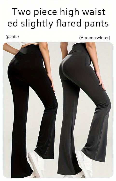 Solid Color Thickened Bootcut Pants Stretch Yoga Running - Temu