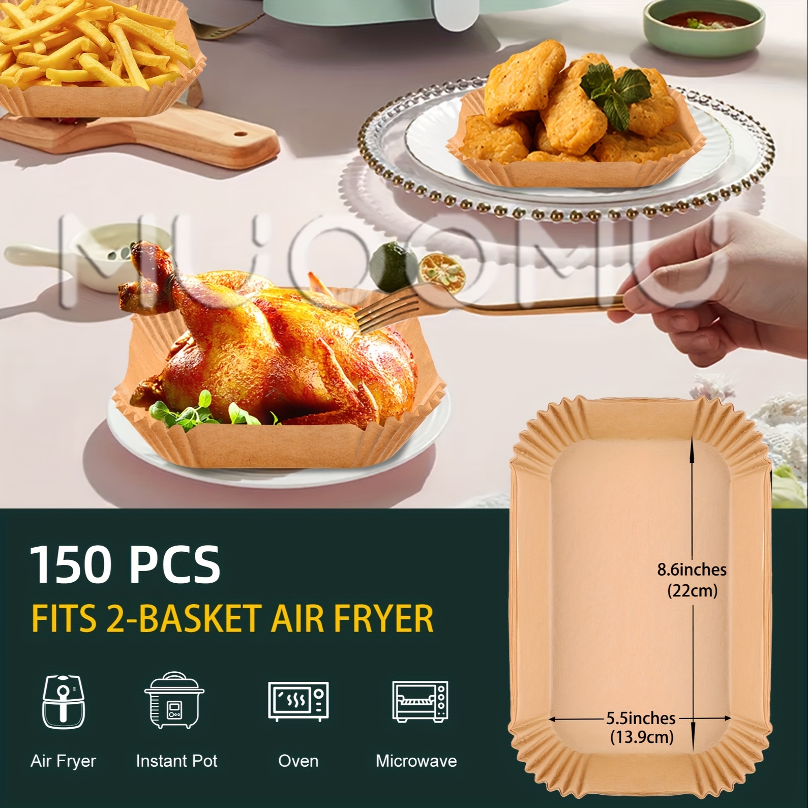 Air Fryer Rectangular Paper Liners Disposable for Dual Air Fryer