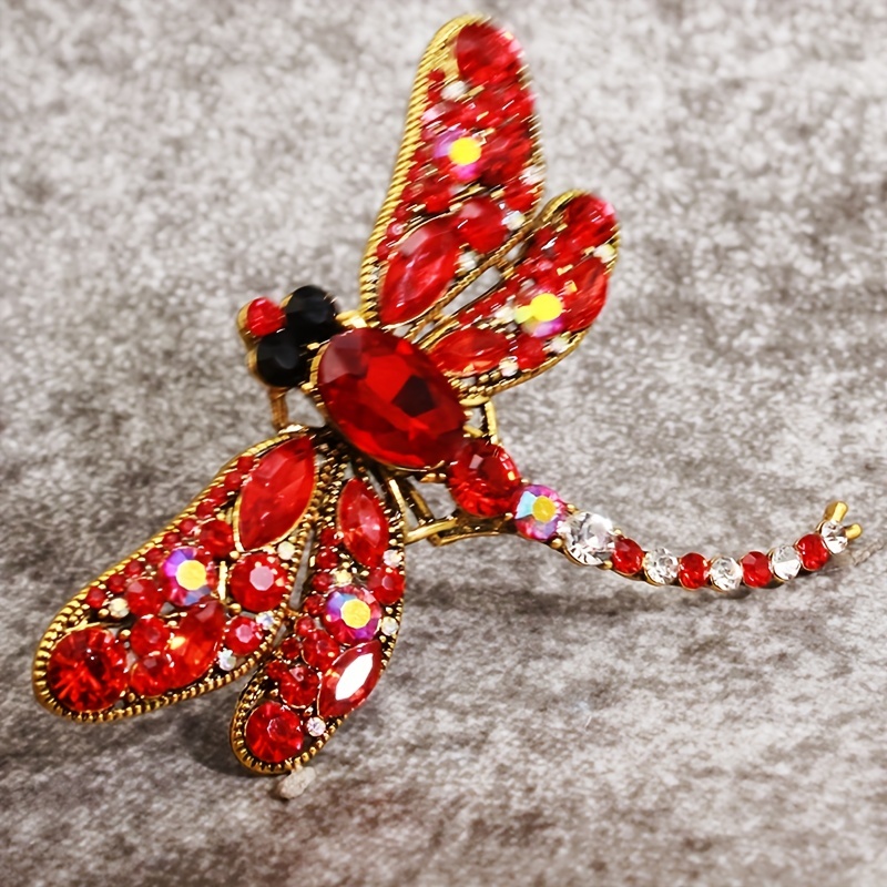 Rhinestone Dragonfly Brooch, Dual Purpose Corsage Pendant