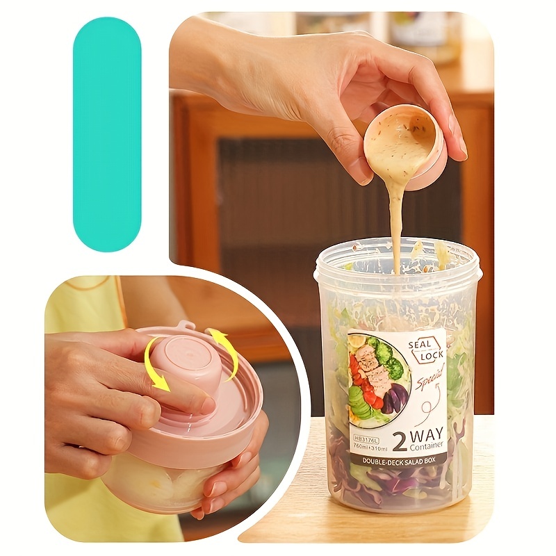 Portable Double Deck Salad Cup Breakfast Oatmeal Cereal Nut Yogurt