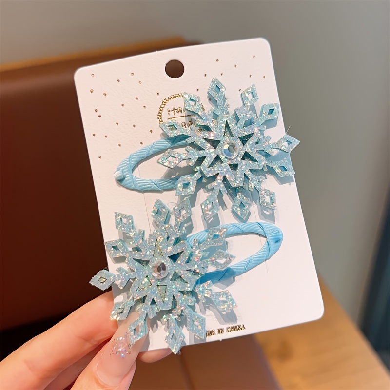 Image of Snowflake Hair Clips 2pcs - , Perfect For Teens & | Ideal For Parties, Birthdays & Casual Attire, Hair Accessories, Hairpins, Holiday