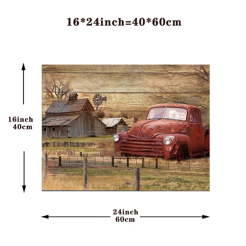 Full Square Diamond Canvas Red Truck Landscape Home Wall - Temu