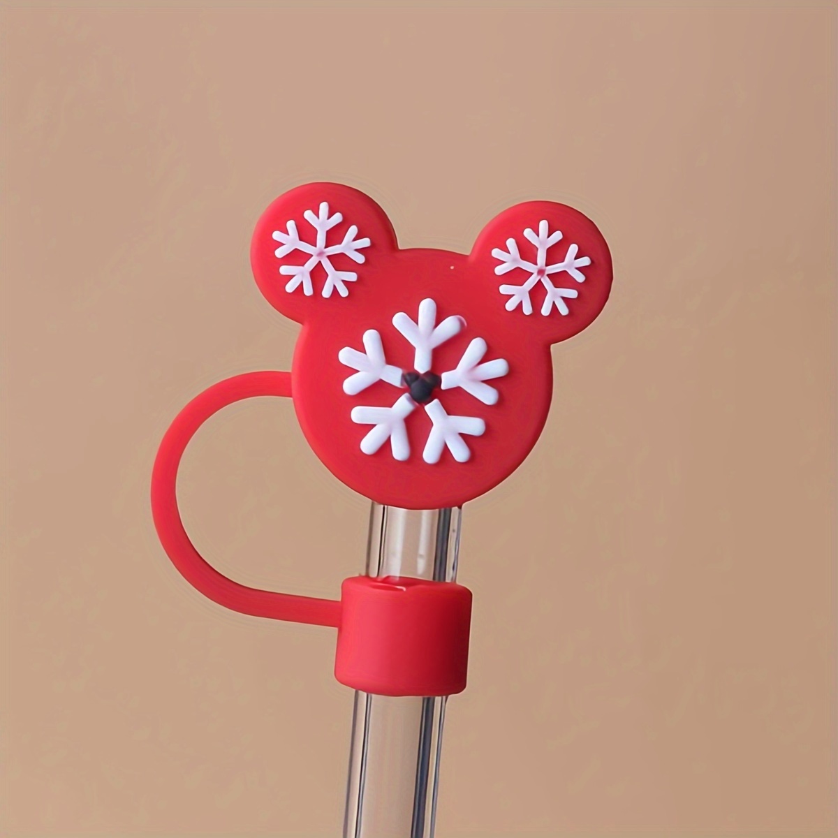 1PCS Christmas Straw Topper Reusable Straw Lids Dust Cover Elk