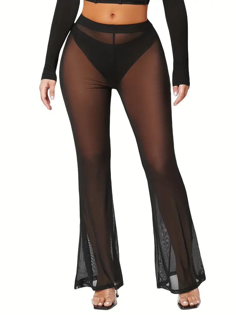 High Waist Mesh Forbidden Pants, Sexy Pants For Club, Party