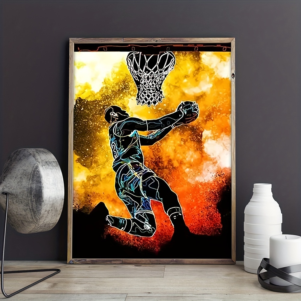 Basketball Poster- Neon Light Set of 4 (8''x10'') Unframed Sports Wall Art  Superstar Posters for Walls Decor Bedroom Living Room Gym Office Great Gift