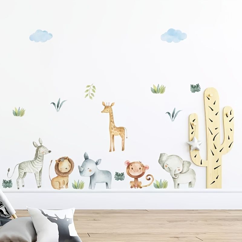 2 3 4pcs Cartoon Animals Wall Decal Jungle Lion Giraffe Stickers Cute Wallpaper For Bedroom Creative Nursery Wall Decor | High-quality & Affordable | Temu 2 3 4pcs Cartoon Animals Wall Decal Jungle Lion Giraffe Stickers Cute Wallpaper For Bedroom Creative Nursery Wall Decor | High-quality & Affordable | Temu