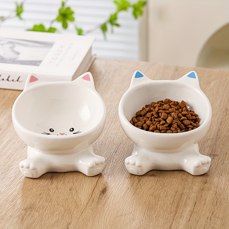 Raised Pet Bowls With Stand: Multifunctional Tilted Ceramic Dog Slow Feeder  Bowls For Food & Water - Anti-overturning Design - Temu