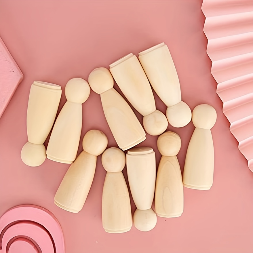 10pcs Wooden Peg Dolls Unfinished Wooden Tiny Doll Bodies People