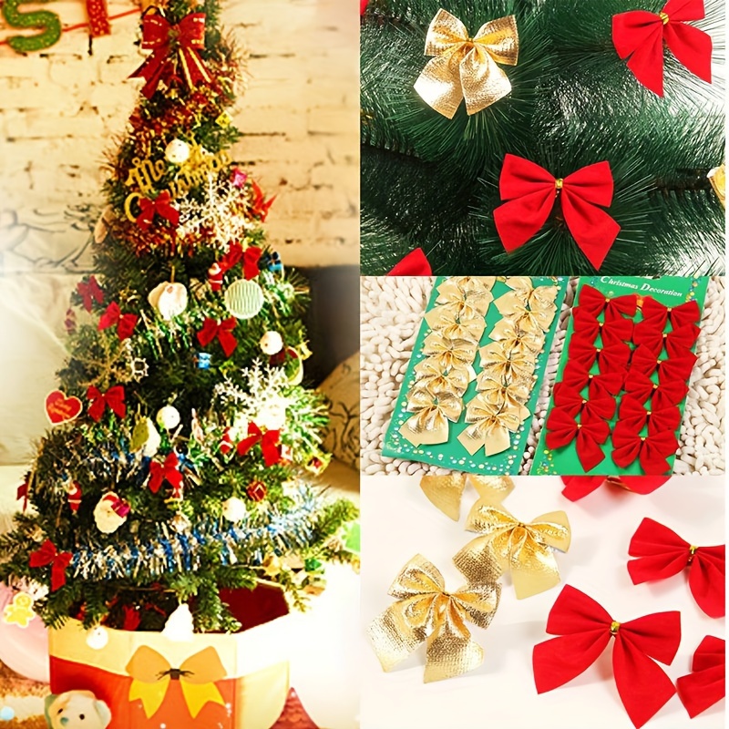 Christmas Decoration Bows Bright Gold Ribbons Bright - Temu