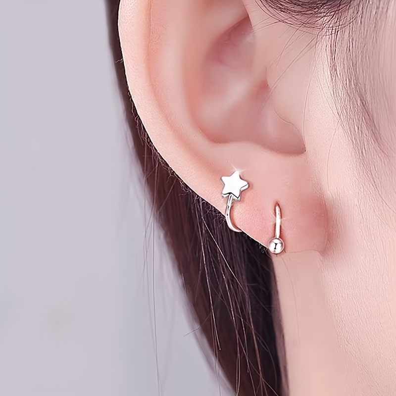 925 Sterling S Shaped Star Ear Stitch for Women