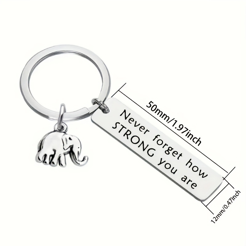 1pc Inspirational Positive Energy Keychain Elephant Never Dont Strong Stainless Steel