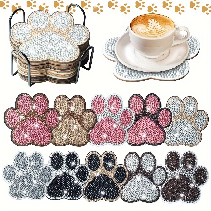 Christmas Wreath Dog Diamond Art Coasters Kit Diy Diamond - Temu