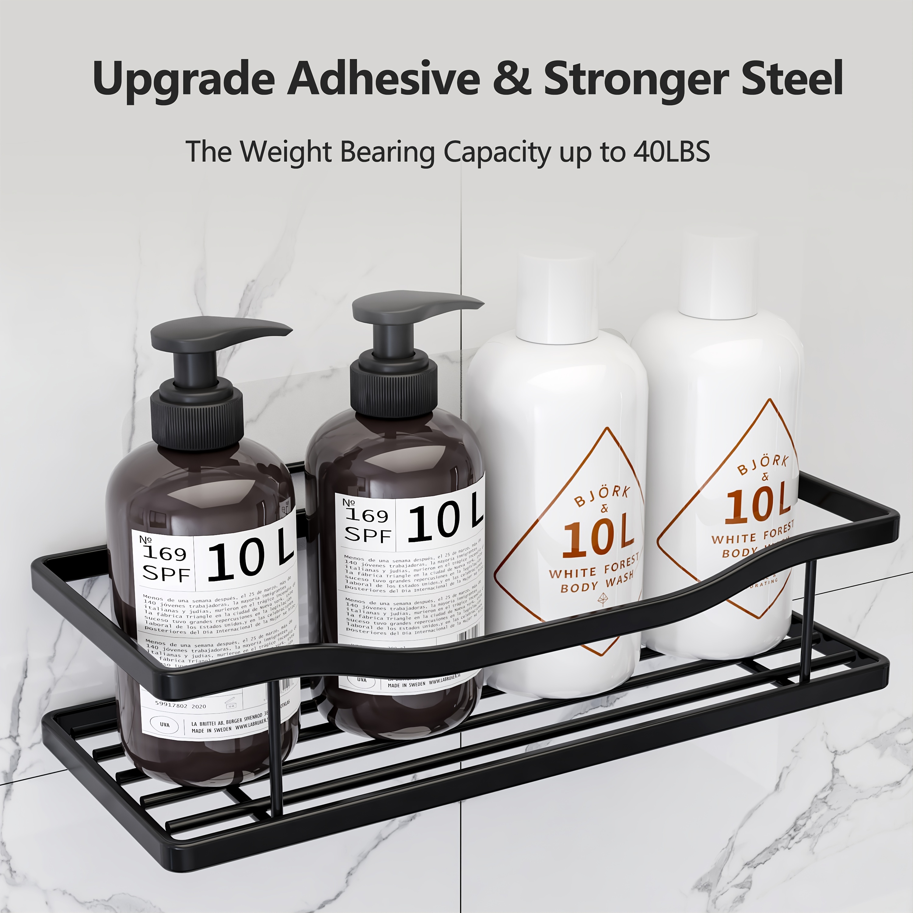 Stainless Steel Shower Caddy With 2 Shelves, 2 Soap Dishes, And 6 Hooks -  Adhesive Mounted Wall Rack For Bathroom, Toilet, And Kitchen Organization -  Temu United Arab Emirates