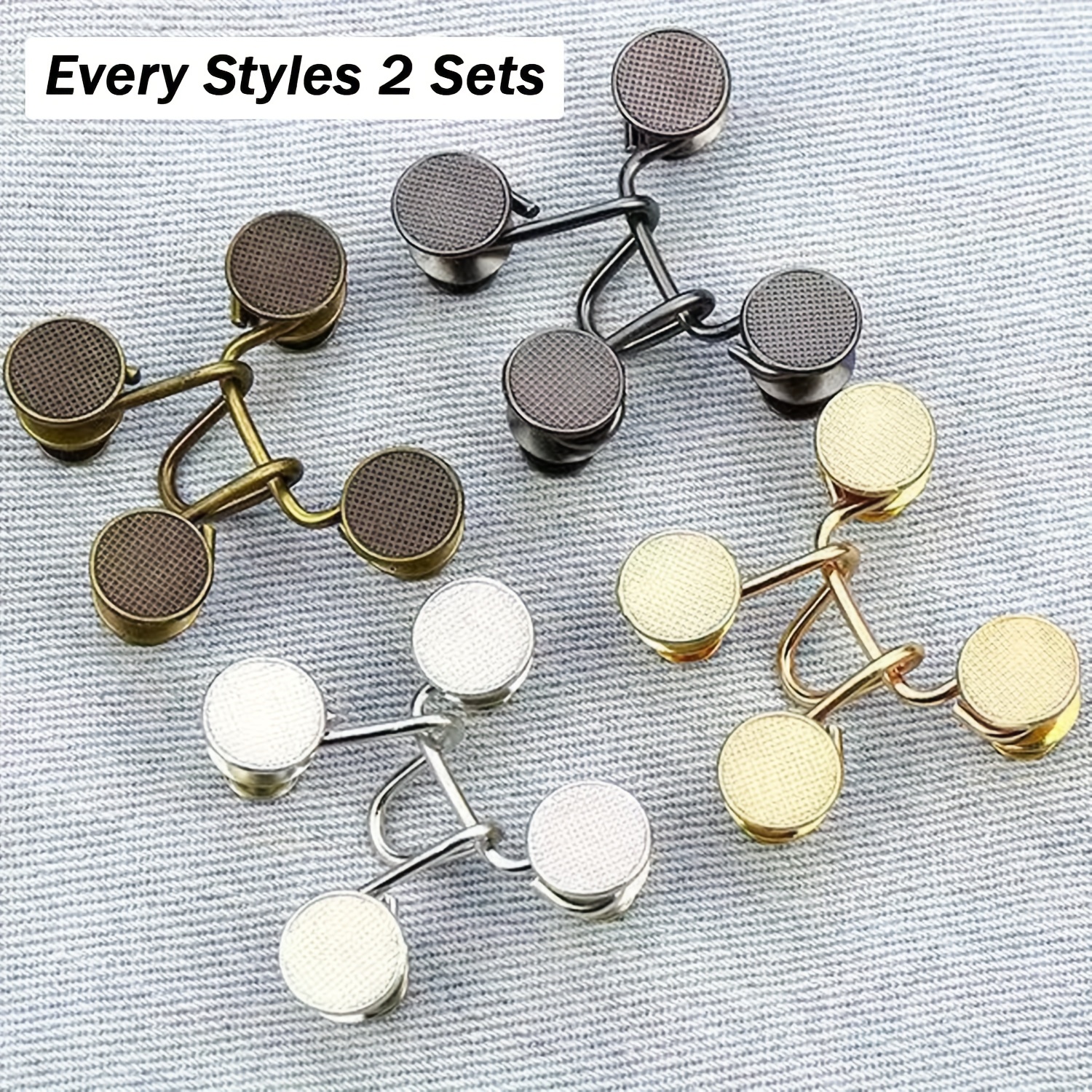 Waistband Tightener, Waist Tightener for Trousers 4 Sets Jean Buttons Pins,  No Sewing Required Pant Waist Tightener Adjustable Waist Buckle Extender